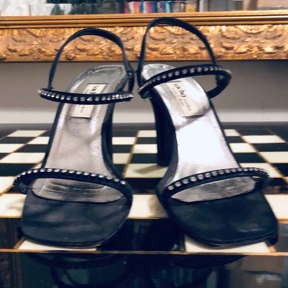 Rhinestone & Black Satin 4" Heels - Picture 12 of 14